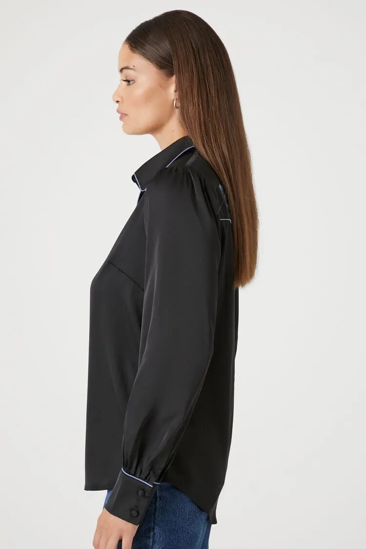 Floral Embroidered Satin Shirt