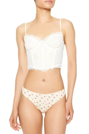 Floral Print Thong Panties