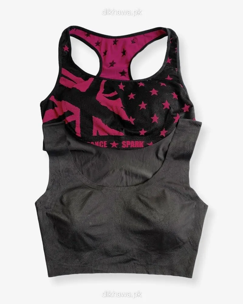 Front Open Sports Bra - Ladies Jogging Bra - Sports Bra - Pack Off 2 Sports Bra - Padded Sports Bra Pack Off 2