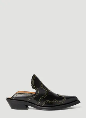 GANNI Embroidered Western Mules