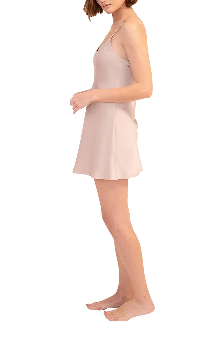 Ginia 100% Silk Chemise with V Neck in Silver Pink 9616 SALE