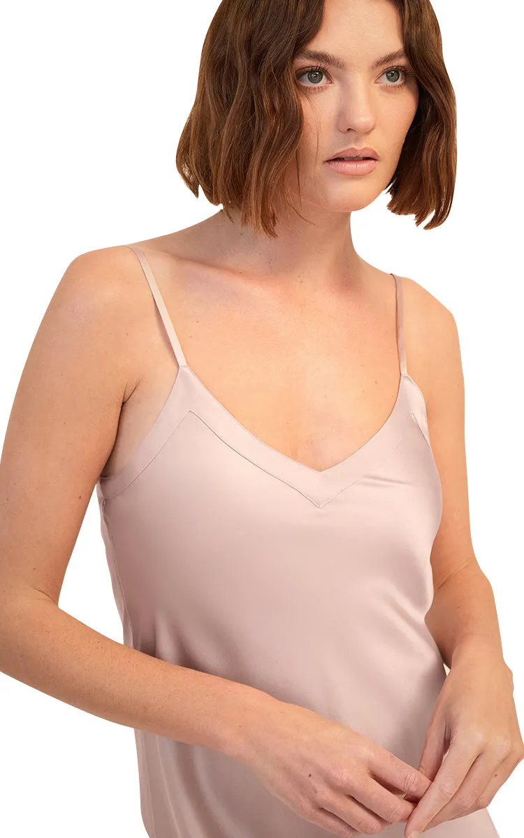 Ginia 100% Silk Chemise with V Neck in Silver Pink 9616 SALE