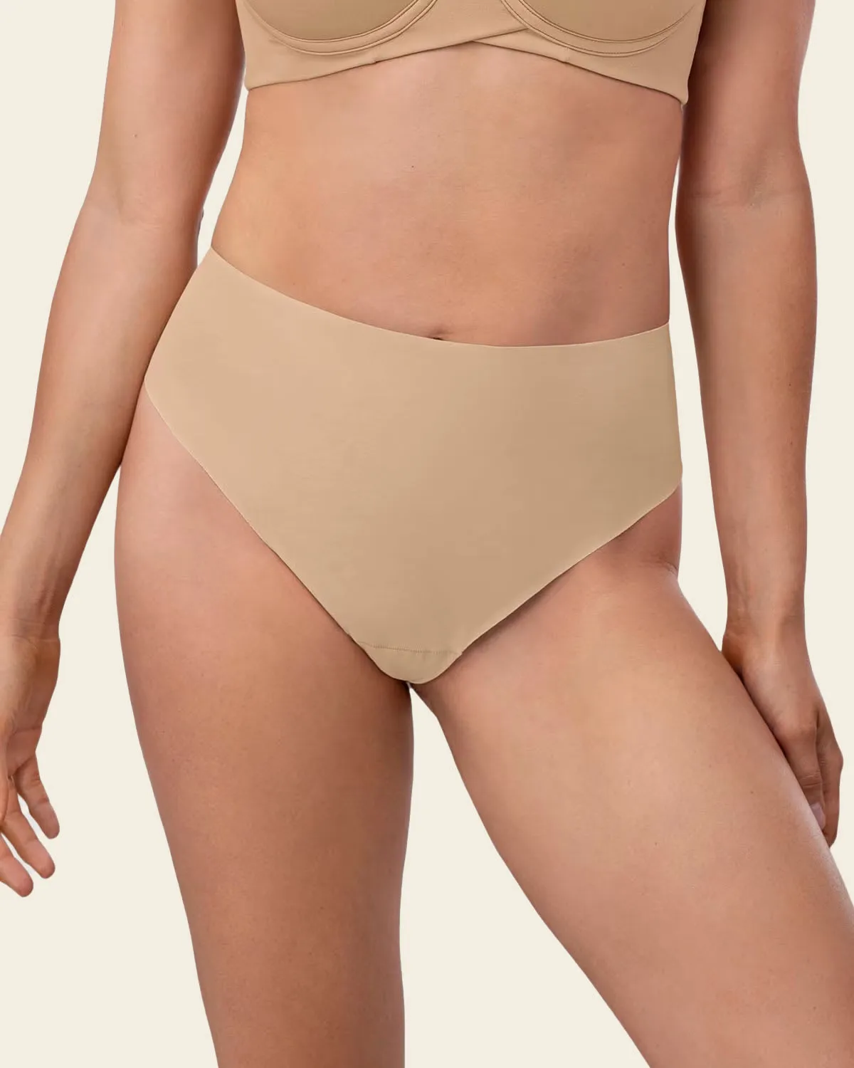 High-Waisted Invisible Microfiber Thong Panty