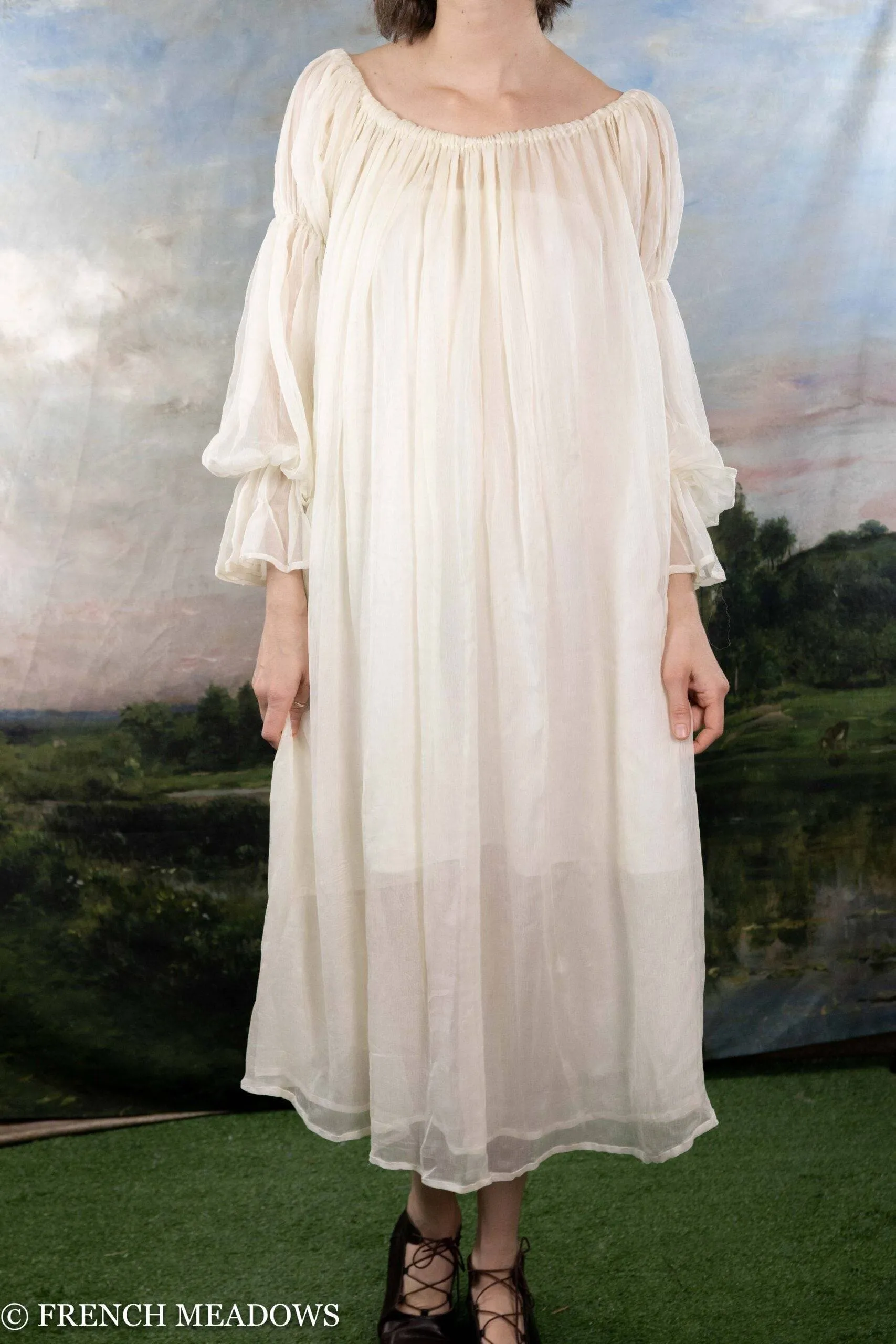 Ivory Silk Chiffon Chemise