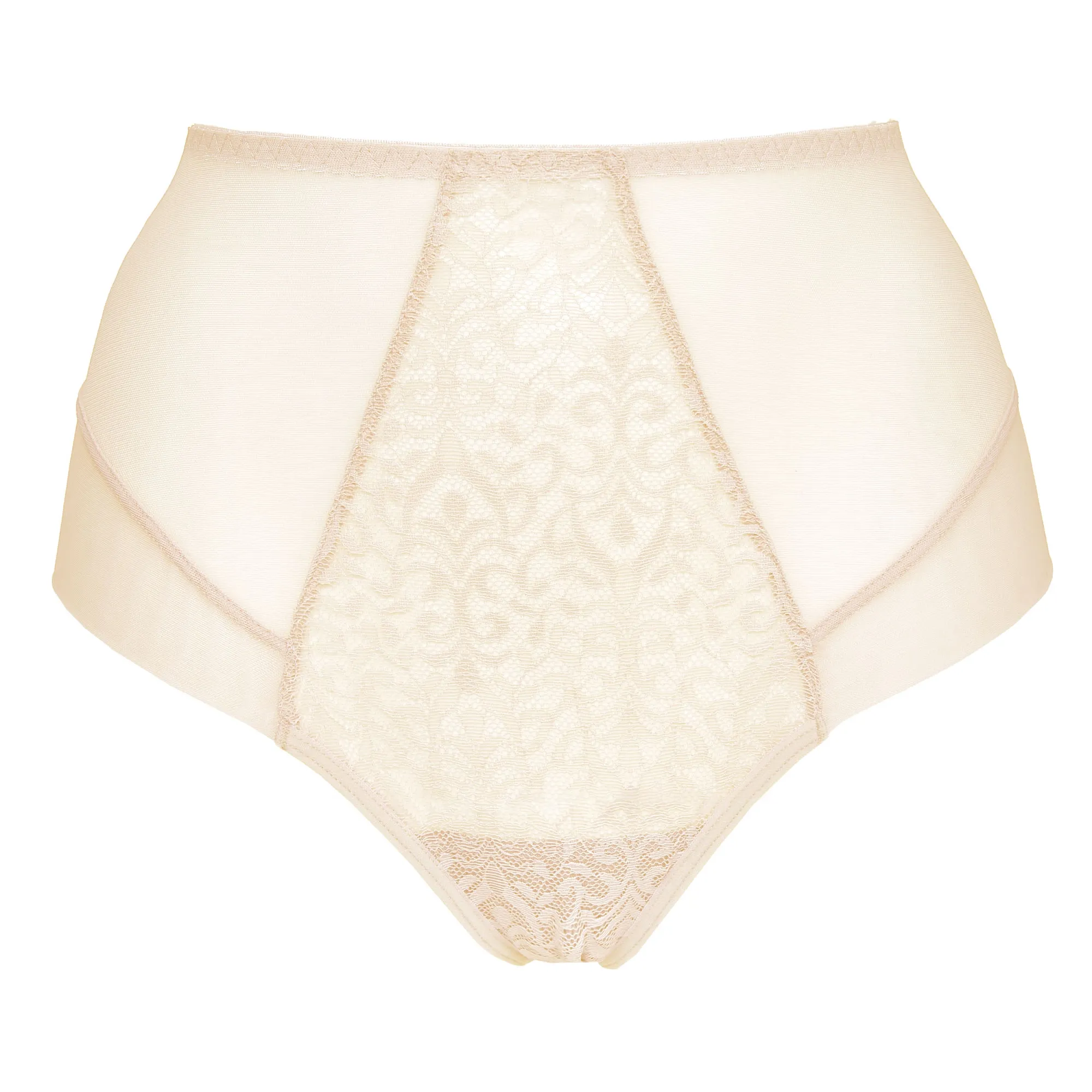 Lace High Waist Full Brief Panty Gorteks Gabi Beige