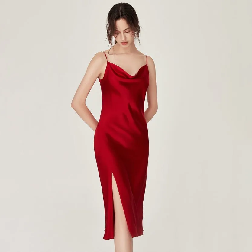 Ladies Silk Split Hem Nightgown 100% Mulberry Silk  Sleepwear