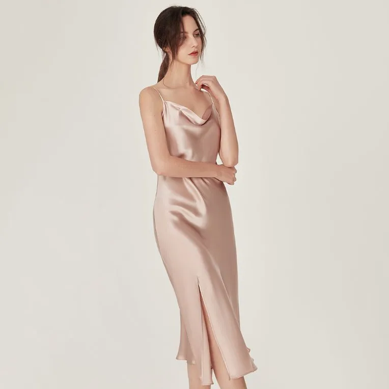 Ladies Silk Split Hem Nightgown 100% Mulberry Silk  Sleepwear