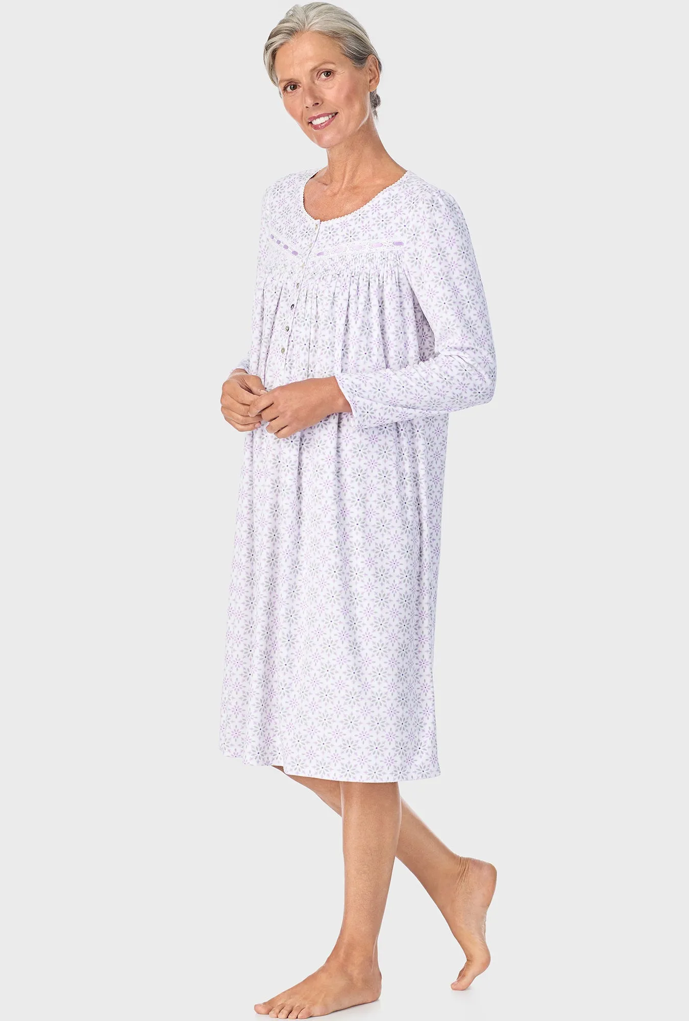 Lilac Geo Long Sleeve Nightgown