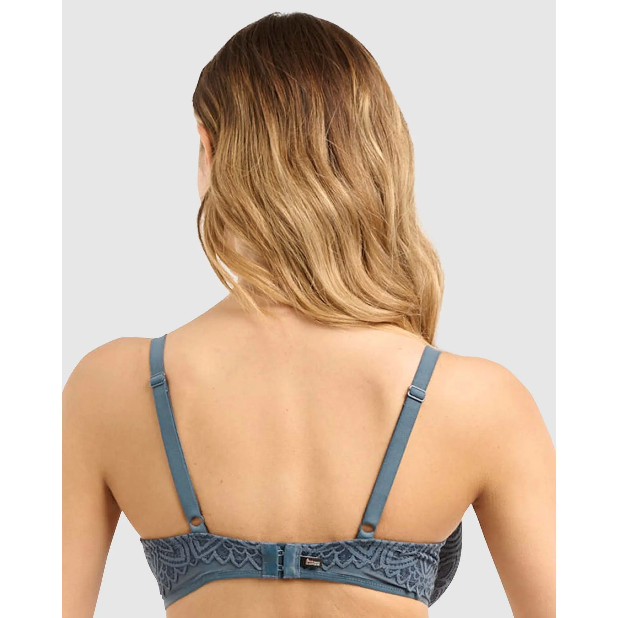 Lisa Unlined Full Cup Underwire Lace Bra-Vintage Indigo