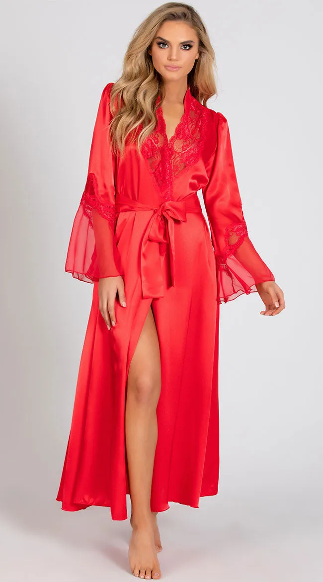 Long Satin and Chiffon Robe