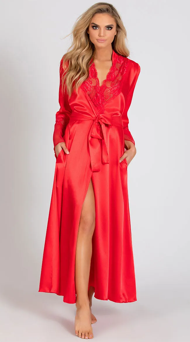 Long Satin and Chiffon Robe