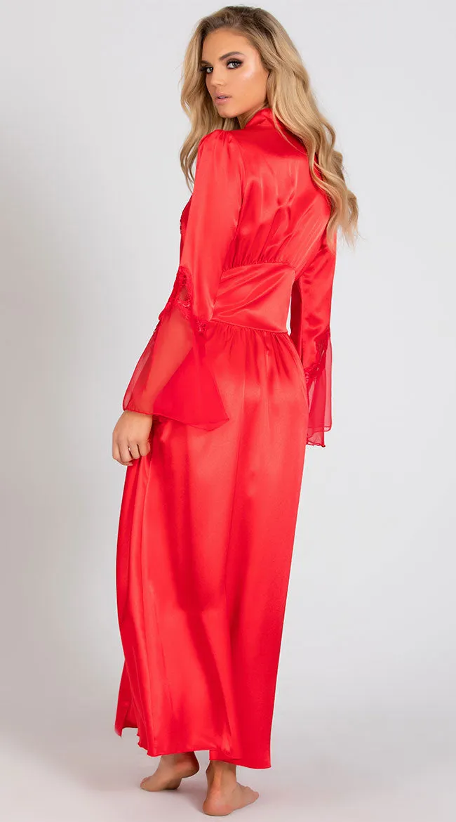 Long Satin and Chiffon Robe