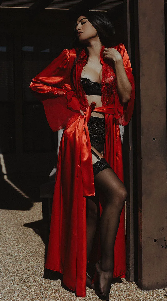 Long Satin and Chiffon Robe