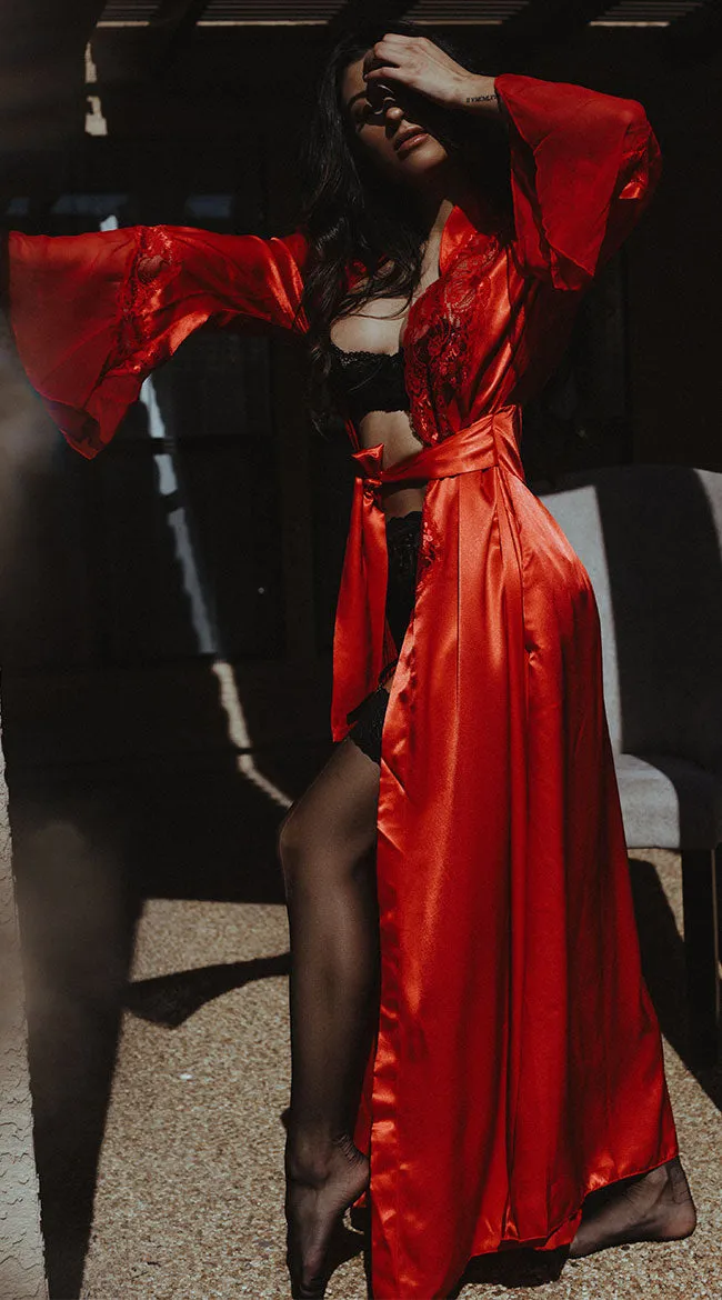 Long Satin and Chiffon Robe