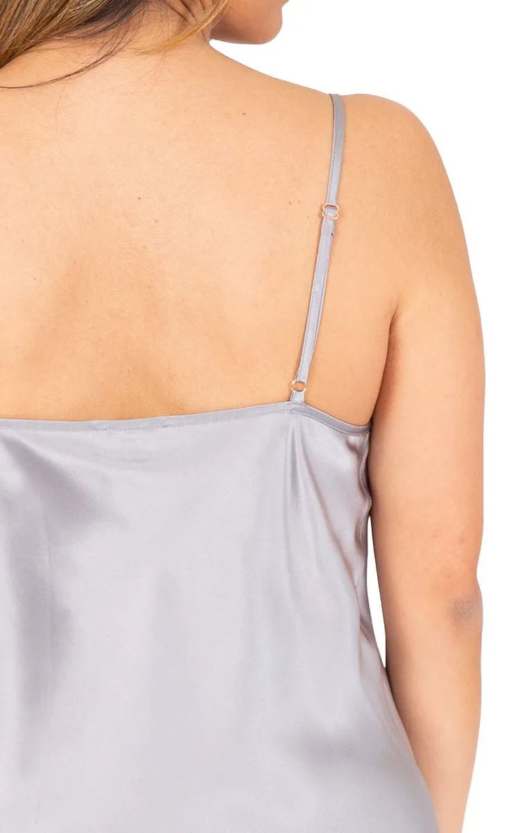 Love & Lustre 100% Silk Nightgown with V Neck in Pewter LL512