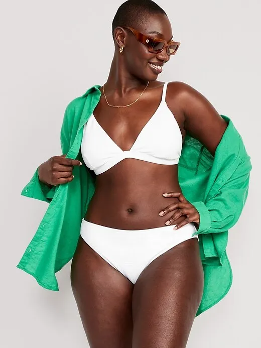 Low-Rise Classic Pucker Bikini Swim Bottoms