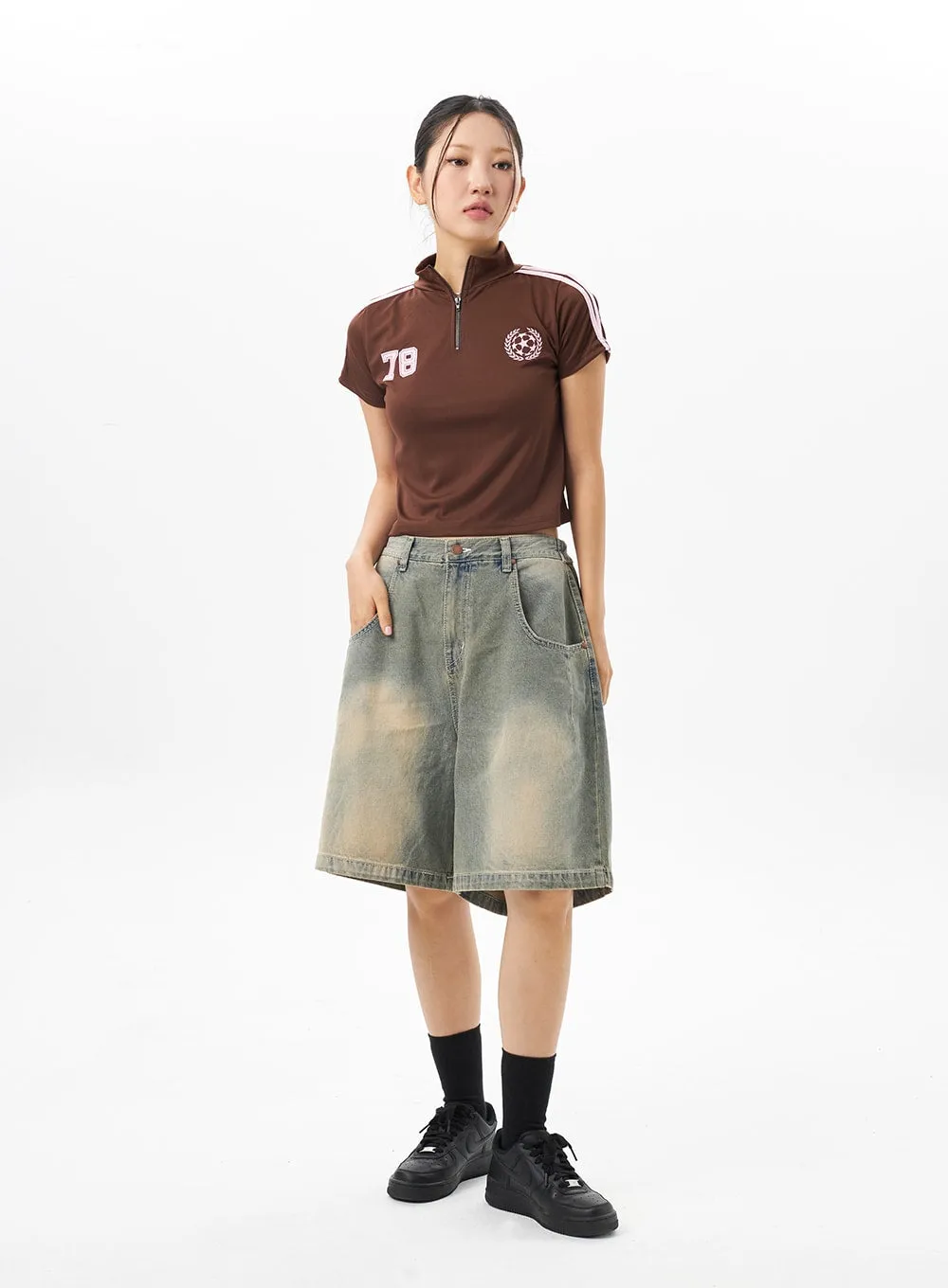 Low Rise Denim Bermuda Pants CU316
