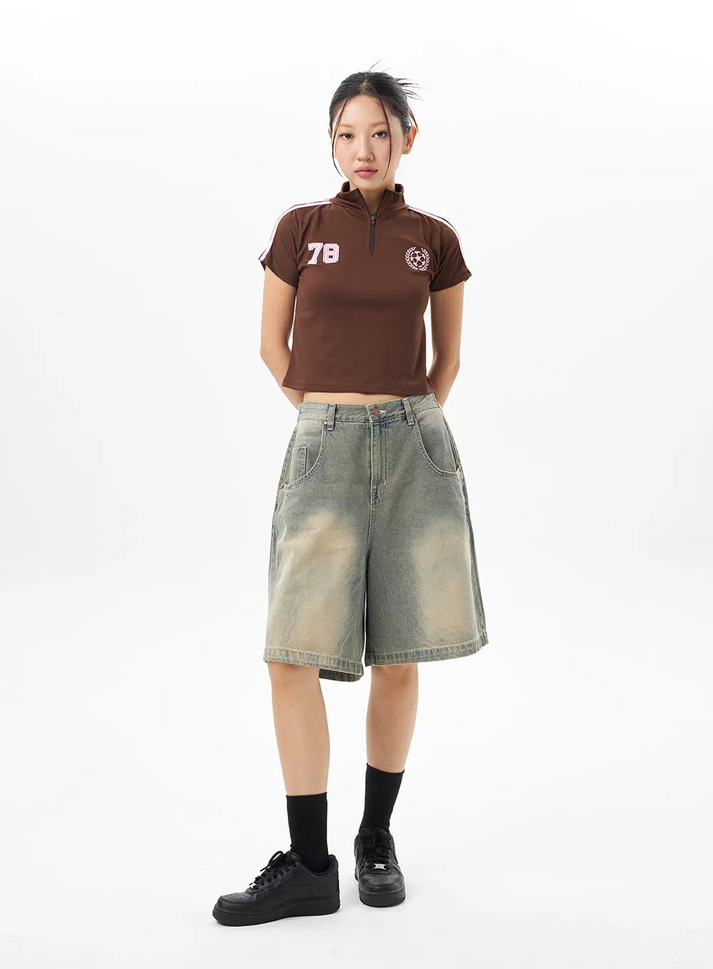 Low Rise Denim Bermuda Pants CU316