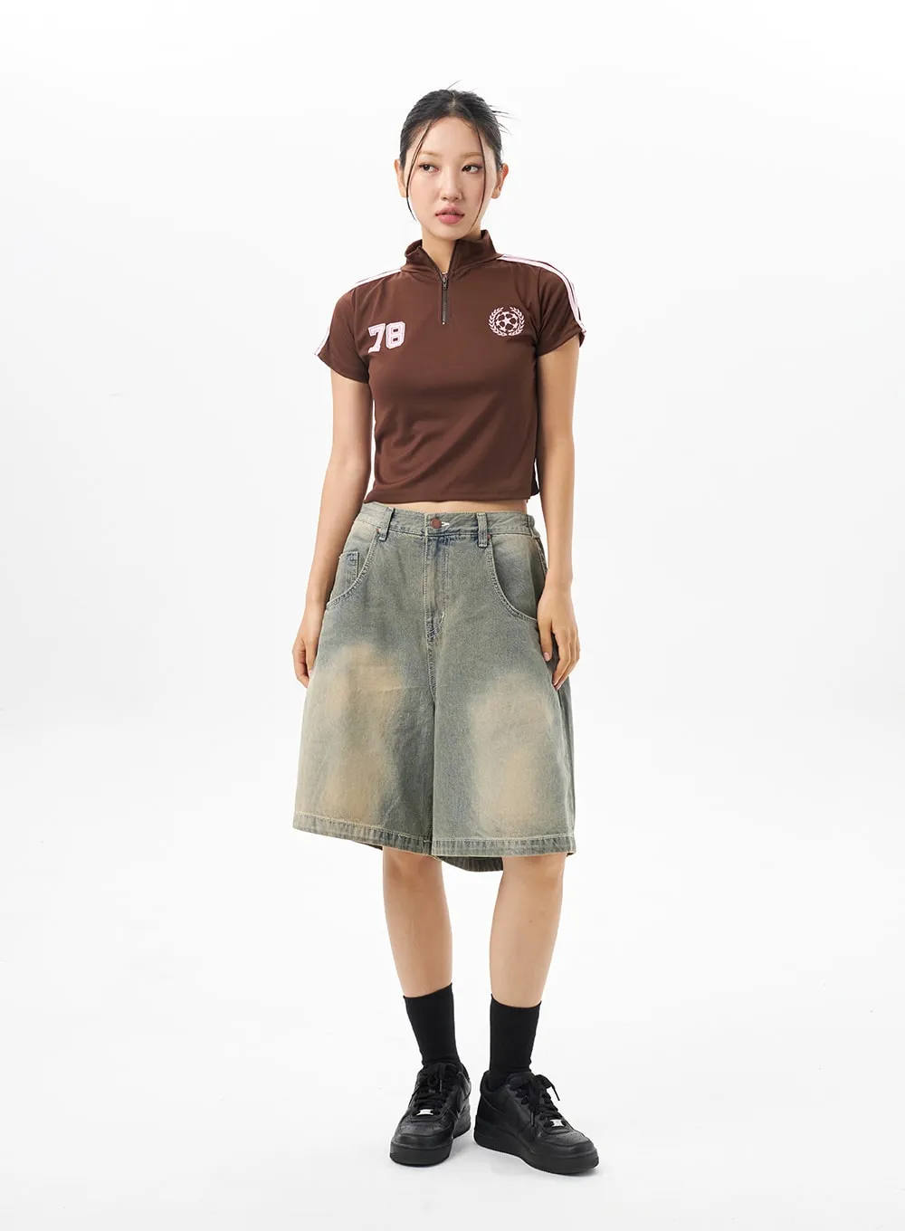 Low Rise Denim Bermuda Pants CU316