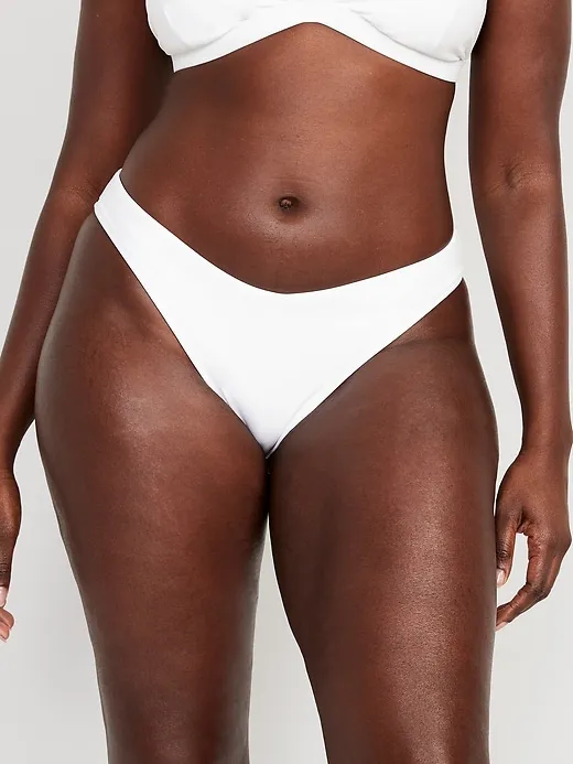 Low-Rise V-Front French-Cut Bikini Swim Bottoms