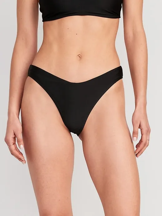 Low-Rise V-Front French-Cut Bikini Swim Bottoms