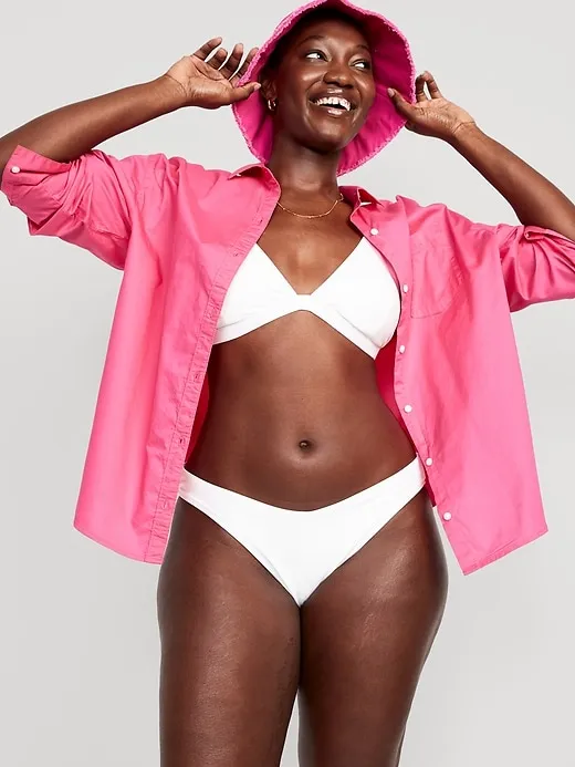 Low-Rise V-Front French-Cut Bikini Swim Bottoms