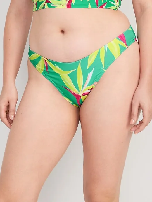 Low-Rise V-Front French-Cut Bikini Swim Bottoms