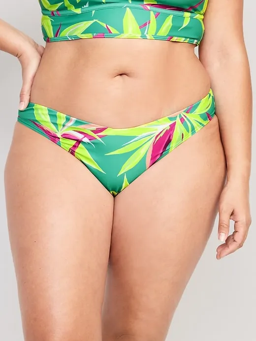 Low-Rise V-Front French-Cut Bikini Swim Bottoms