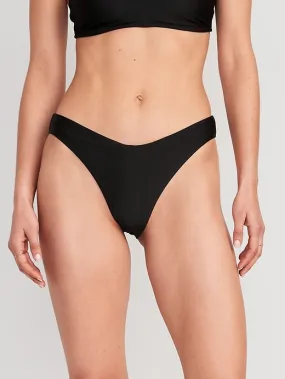 Low-Rise V-Front French-Cut Bikini Swim Bottoms