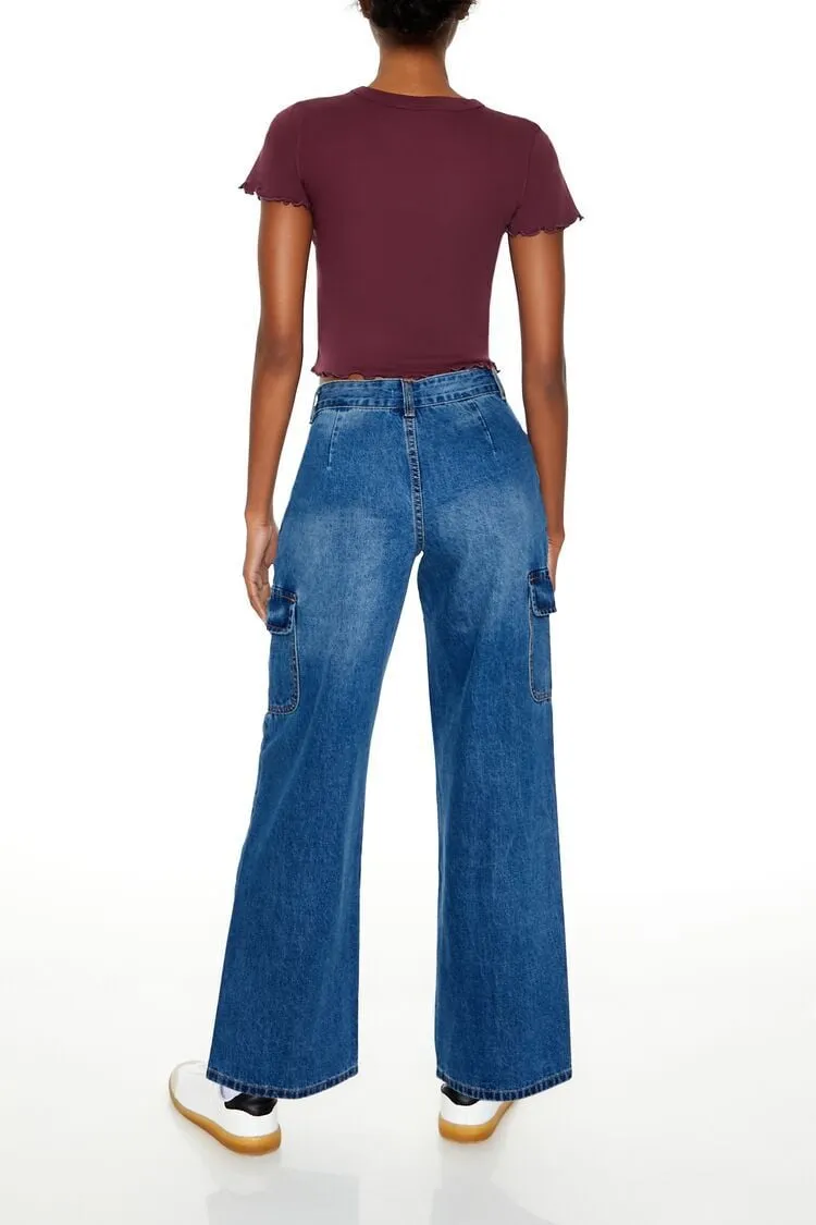 Low-Rise Wide-Leg Cargo Jeans