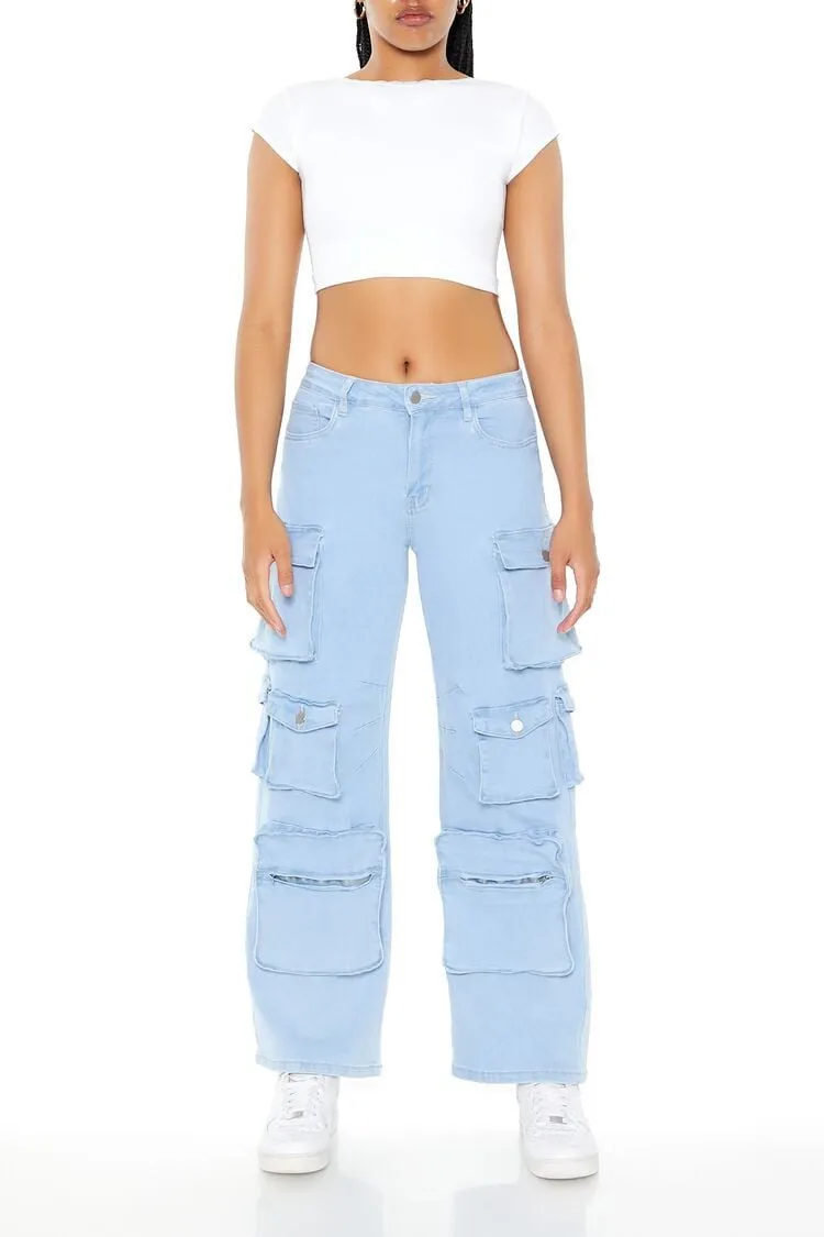 Low-Rise Wide-Leg Cargo Jeans