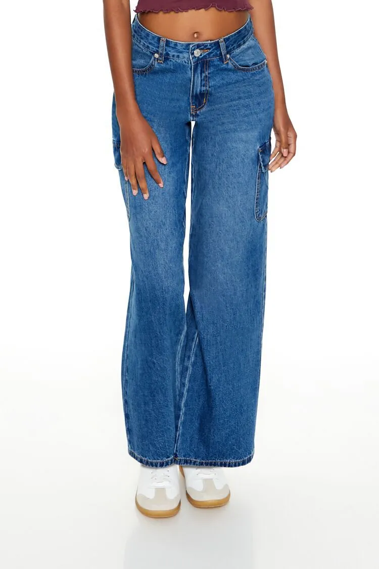 Low-Rise Wide-Leg Cargo Jeans