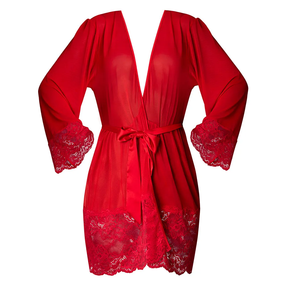 Magic Silk Sugar High 3/4 Sleeve Robe Red Queen Size