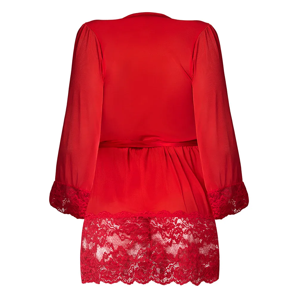 Magic Silk Sugar High 3/4 Sleeve Robe Red Queen Size