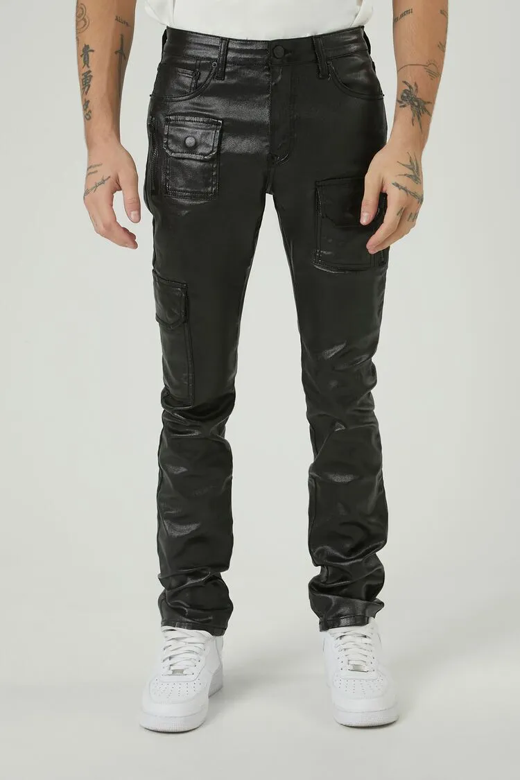 Mid-Rise Cargo Skinny Jeans