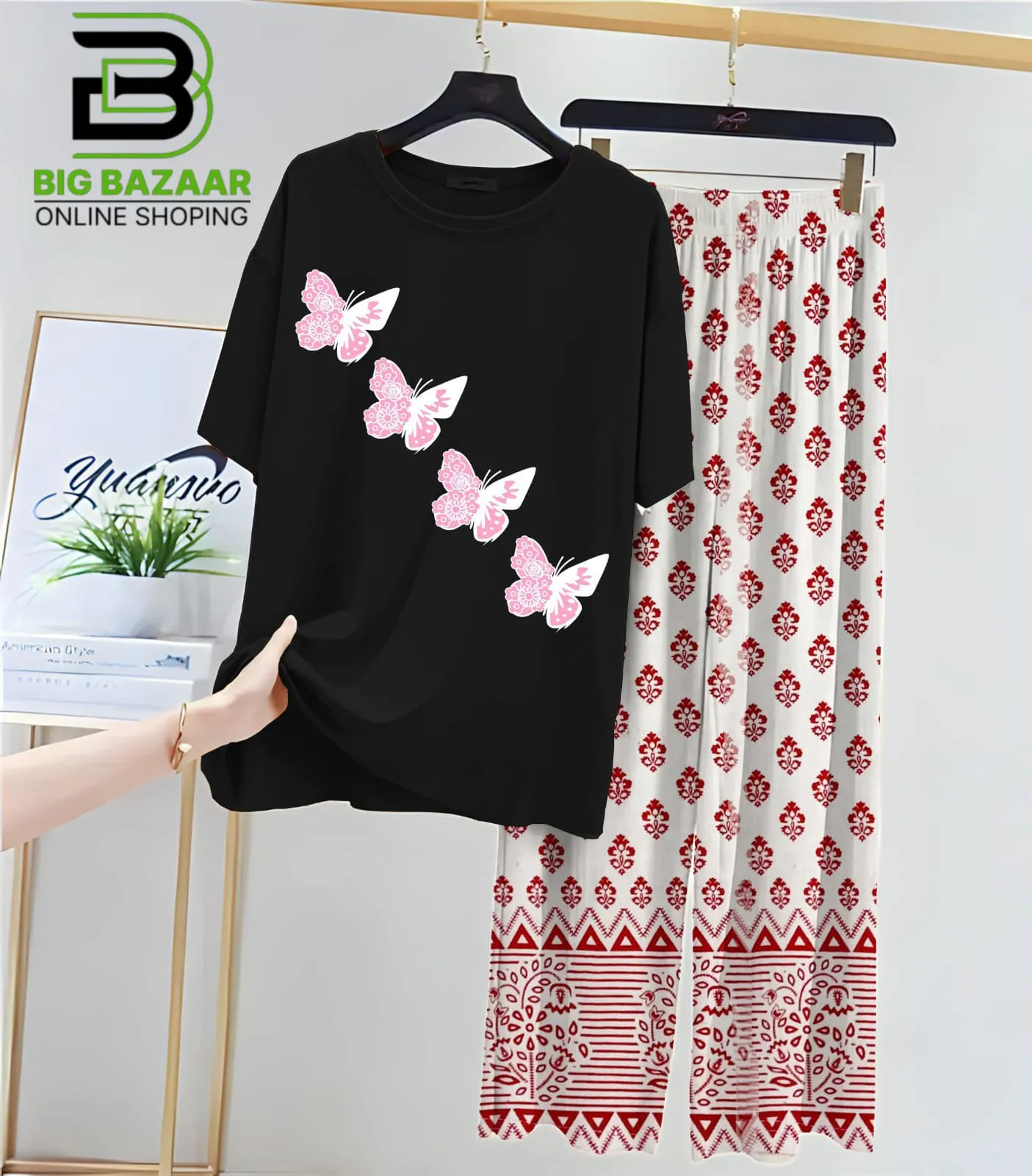 New Printed Trousers and Night Suits (Black Shirt)