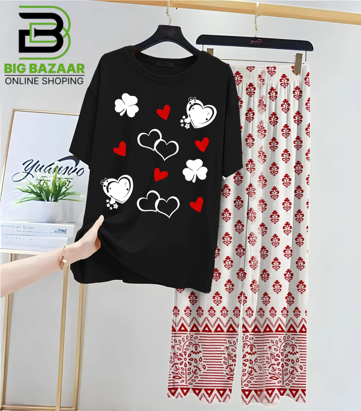 New Printed Trousers and Night Suits (Black Shirt)