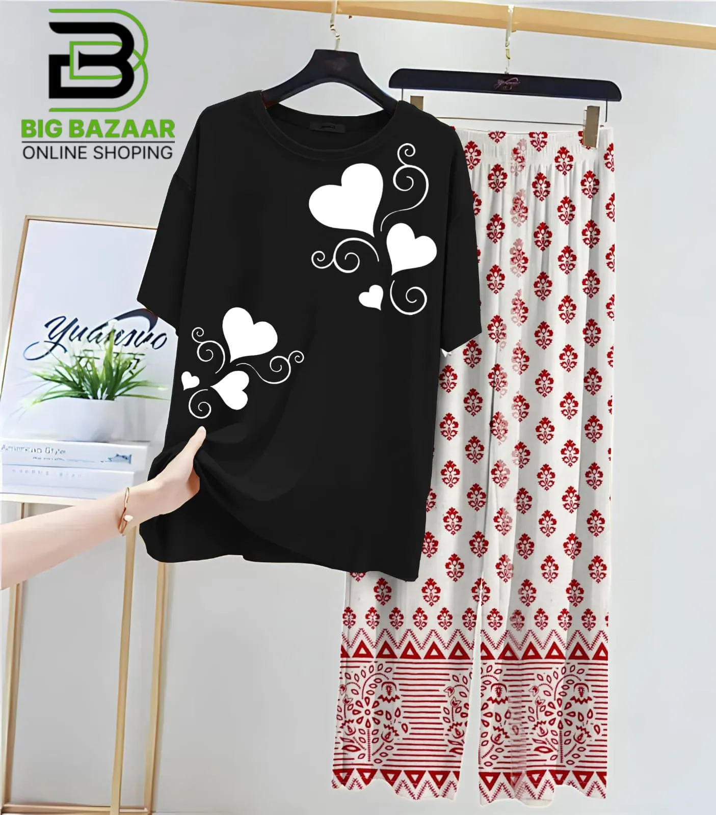 New Printed Trousers and Night Suits (Black Shirt)