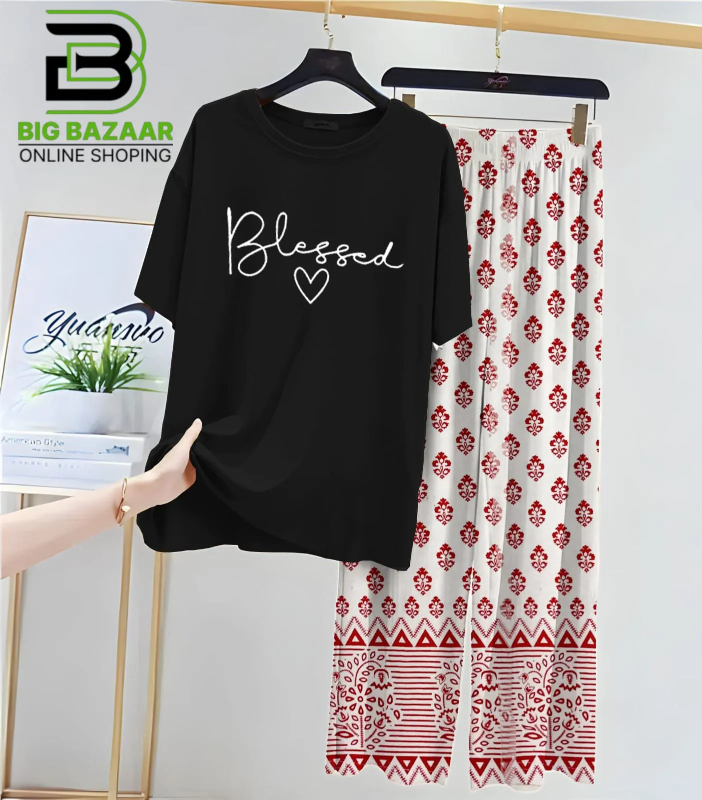 New Printed Trousers and Night Suits (Black Shirt)