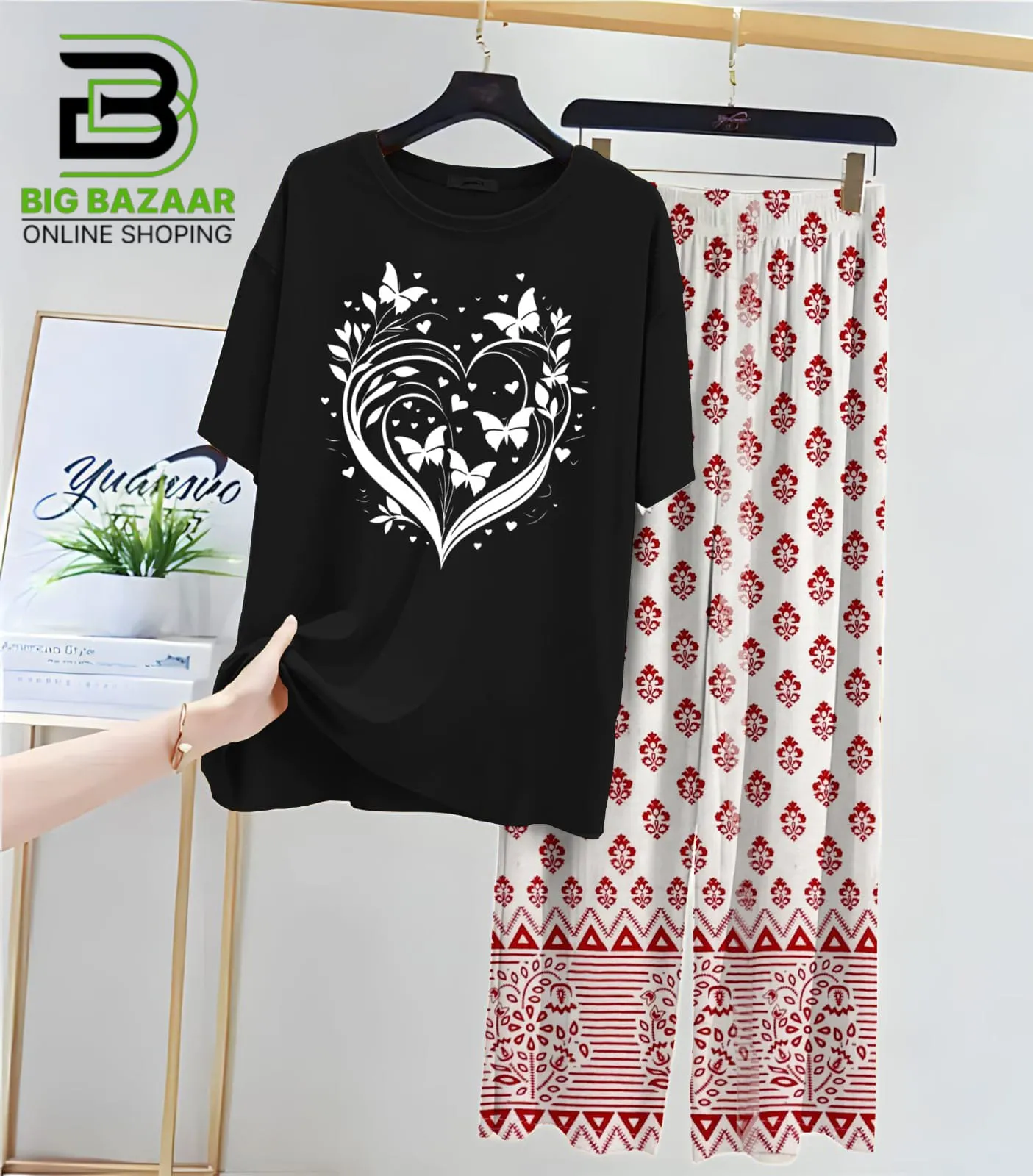New Printed Trousers and Night Suits (Black Shirt)