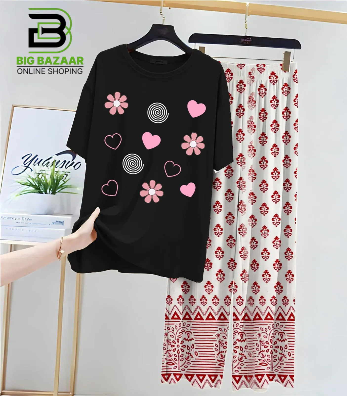 New Printed Trousers and Night Suits (Black Shirt)
