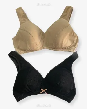Pack of 2 -Women Non Padded  Non Wired Bra Imported Stocklot Branded