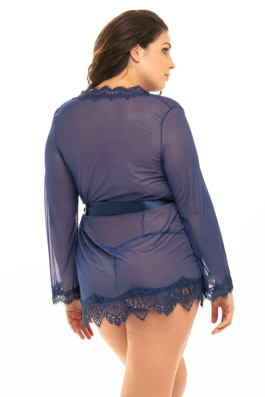 Plus Size Eyelash Lace Robe