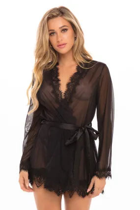 Provence Sheer Shortie Robe - BLACK