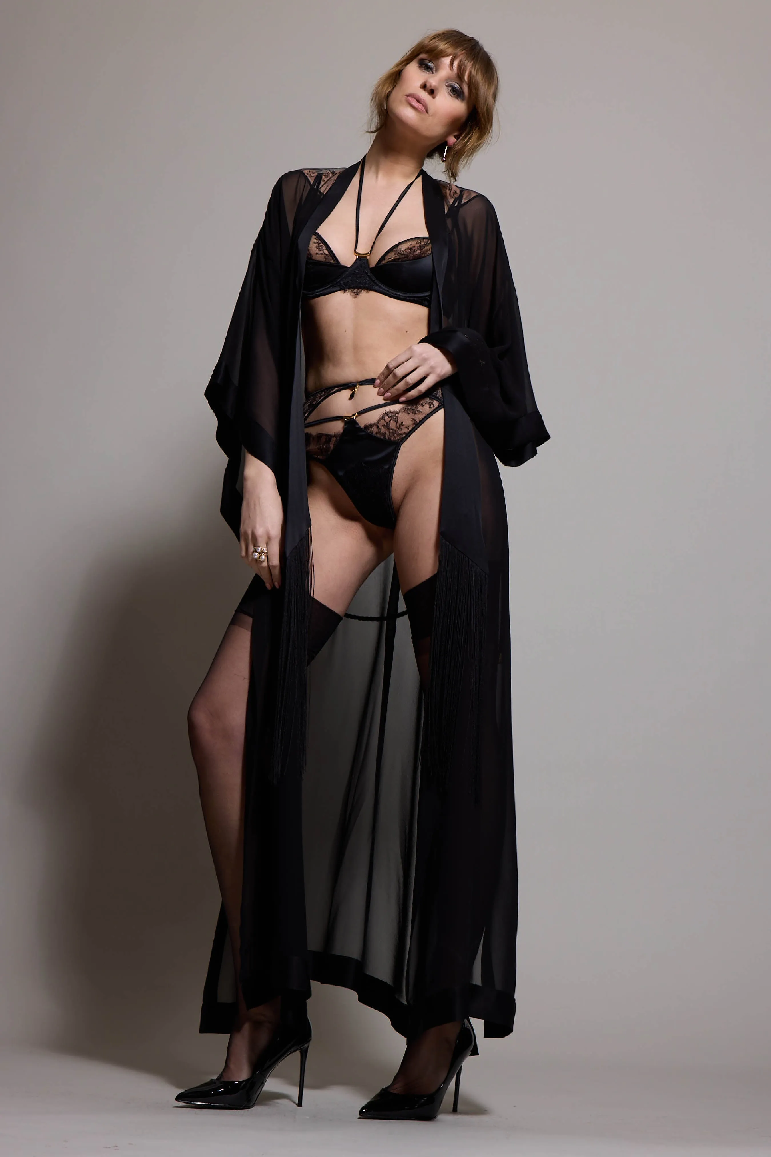 Rosalia Silk Robe - Black