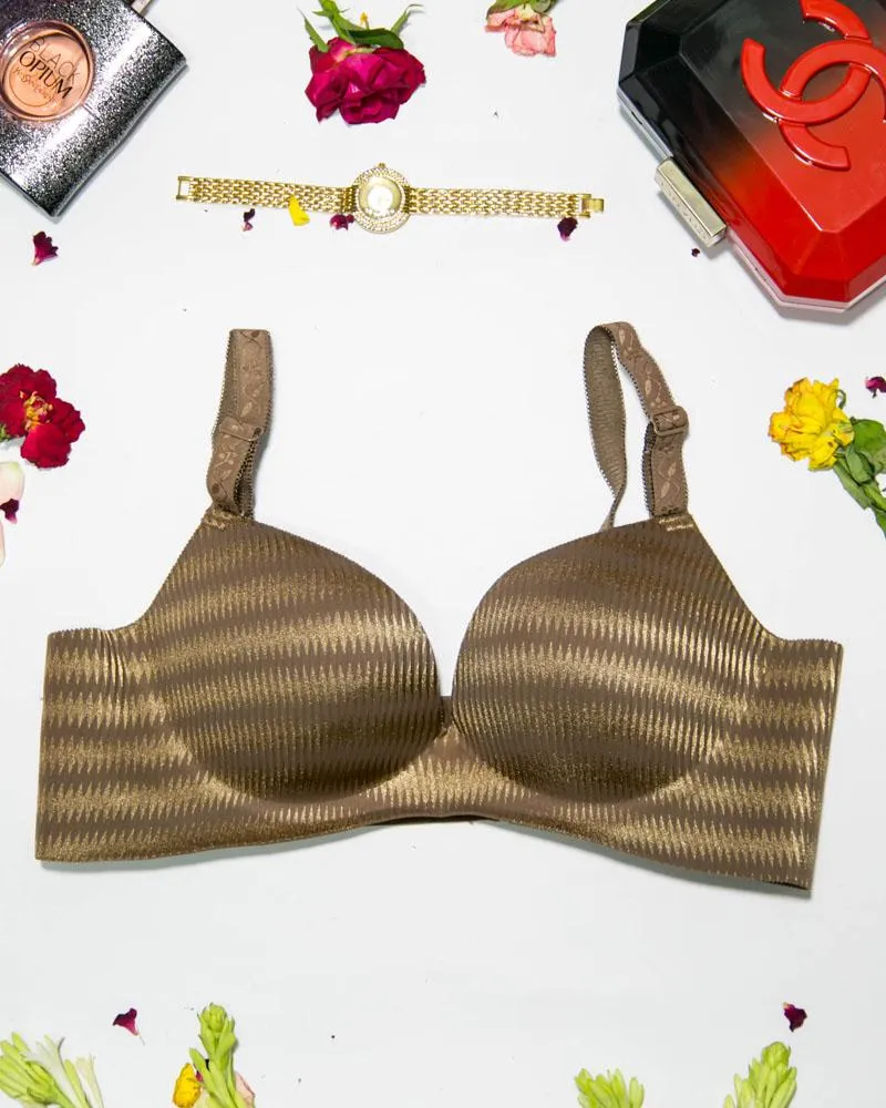 Self Design Sexy Soft Touch Push Up Bra - Brown