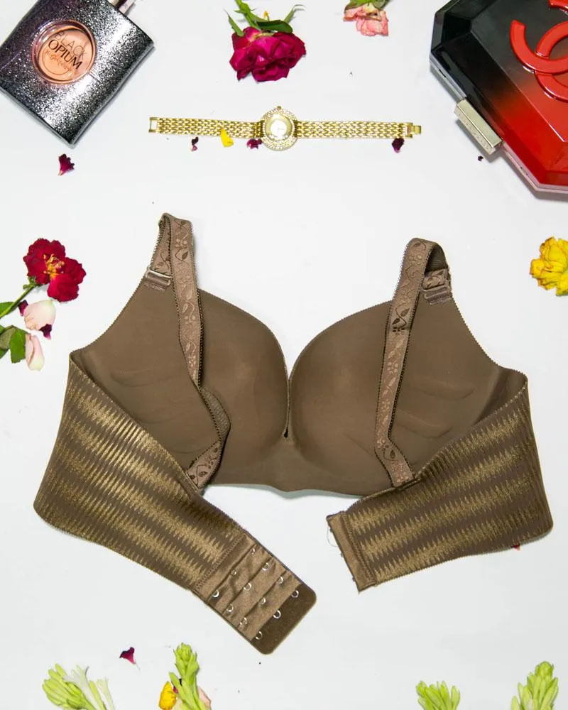 Self Design Sexy Soft Touch Push Up Bra - Brown