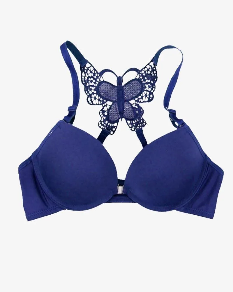 Sexy Butterfly Bra Navy Blue - Single Padded Under Wired