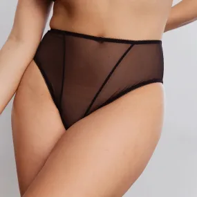 Sheer High Waist Brief Panty Blush Astrid Black