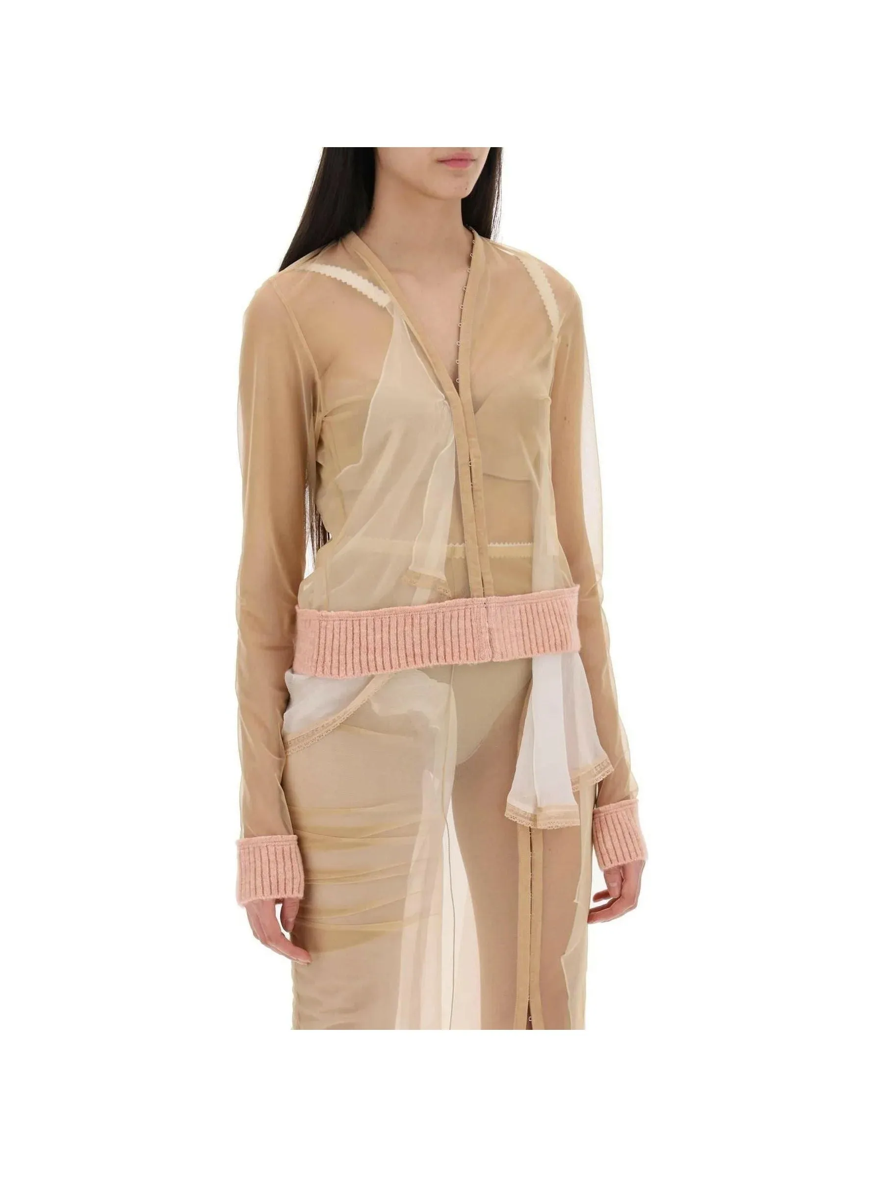 Sheer Mesh Long-Sleeved Top